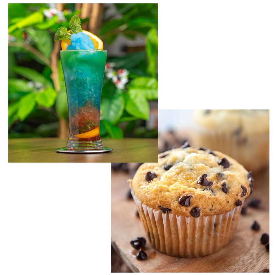 Bluerise with cup cake